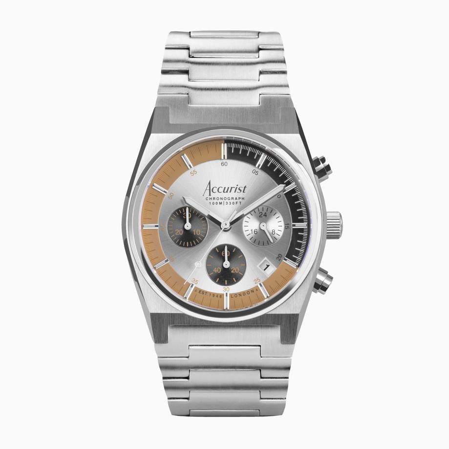 accurist Accurist Origin Men’s Chronograph Watch | Silver Case & Stainless Steel Bracelet with Silver Dial | 41mm