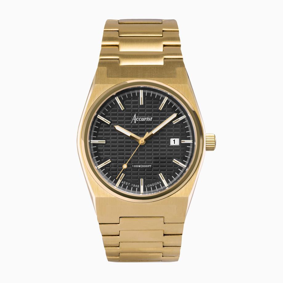 accurist Accurist Origin Men’s Watch | Gold Case & Stainless Steel Bracelet with Black Dial | 41mm
