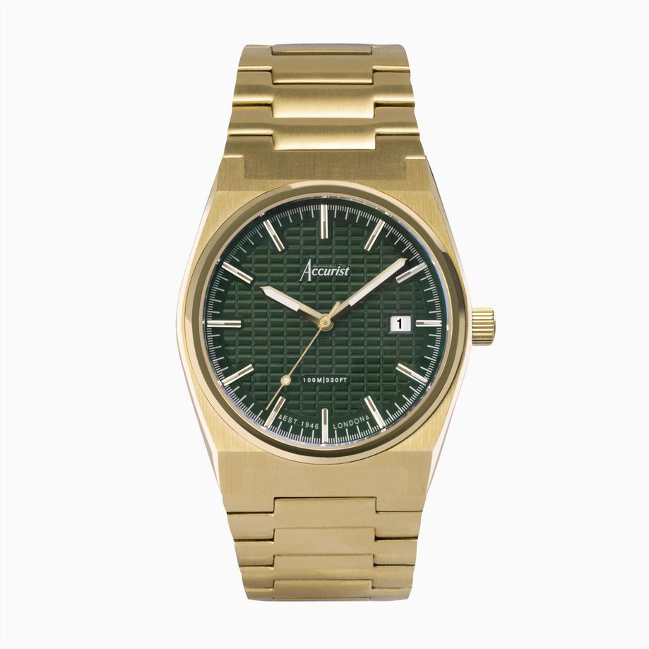 accurist Accurist Origin Men's Watch | Gold Case & Stainless Steel Bracelet with Fir Green Dial | 41mm