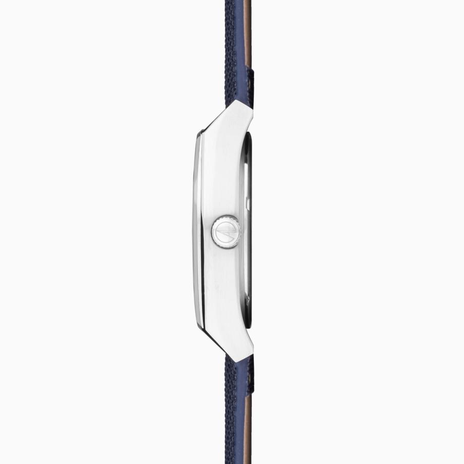 Accurist Accurist Origin Men's Watch | Silver Case & Blue Canvas Strap With White Dial | 41mm