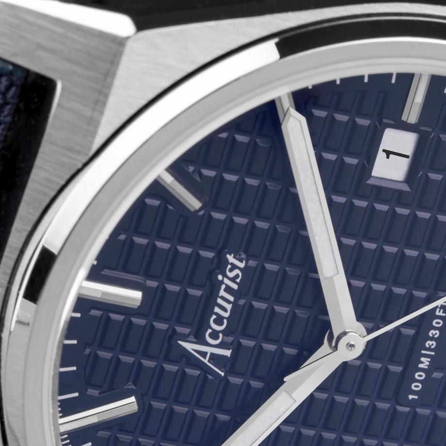Accurist Accurist Origin Men's Watch | Silver Case & Blue Canvas Strap With Royal Blue Dial | 41mm
