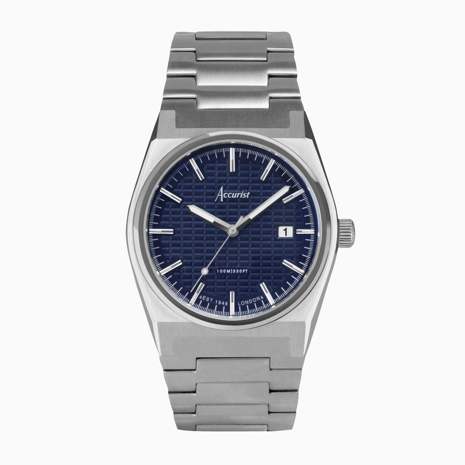 accurist Accurist Origin Men's Watch | Silver Case & Stainless Steel Bracelet with Royal Blue Dial | 41mm