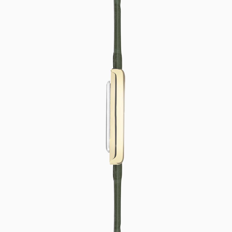 Accurist Accurist Rectangle Ladies Watch | Gold Case & Green Leather Strap With White Dial | 26mm