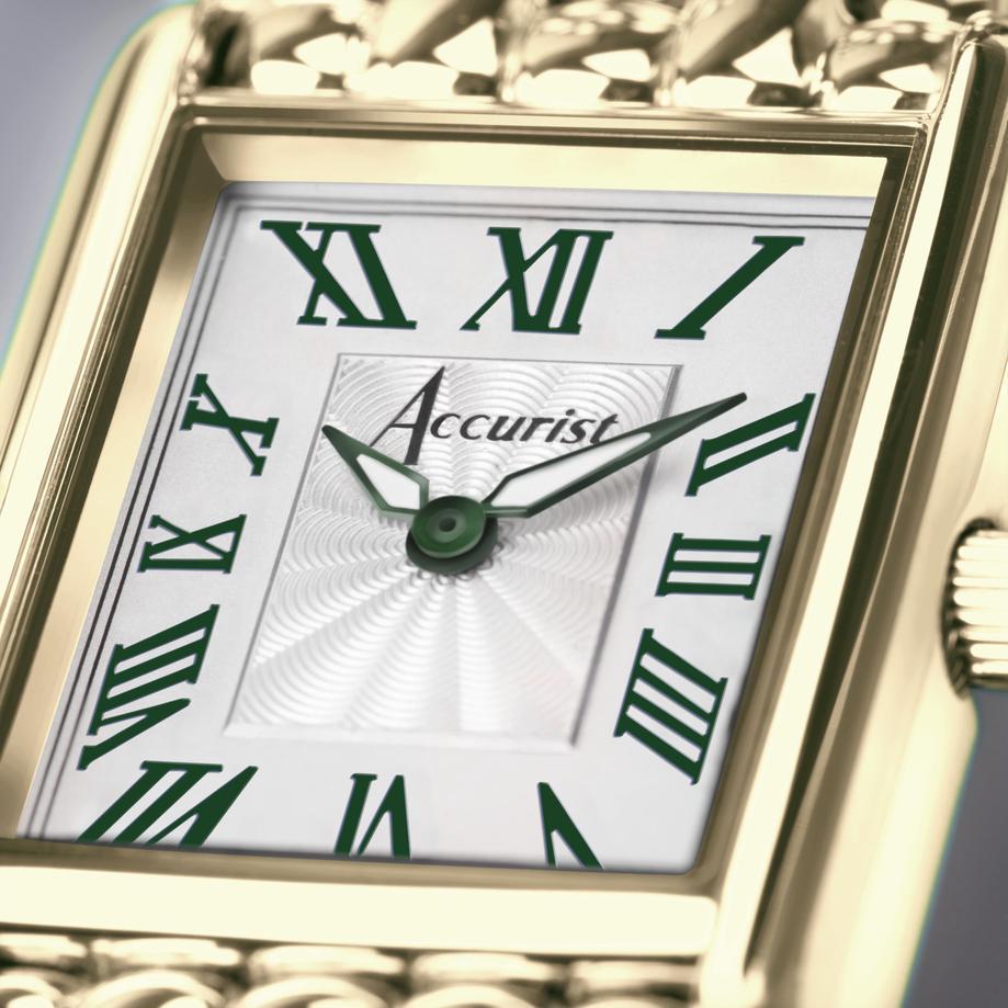 Accurist Accurist Rectangle Ladies Watch | Gold Case & Stainless Steel Bracelet With White Dial | 26mm