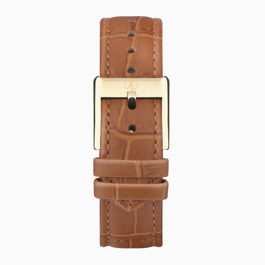 Accurist Accurist Rectangle Ladies Watch | Gold Case & Tan Leather Strap With White Dial | 26mm