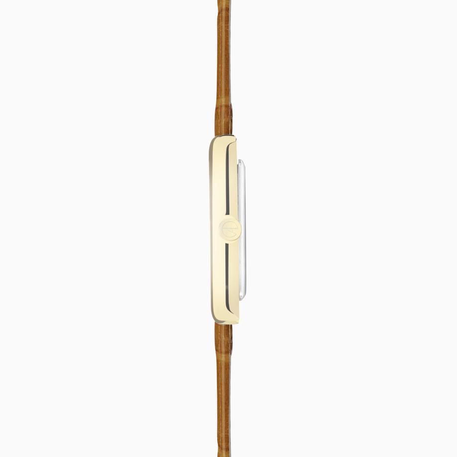 Accurist Accurist Rectangle Ladies Watch | Gold Case & Tan Leather Strap With White Dial | 26mm