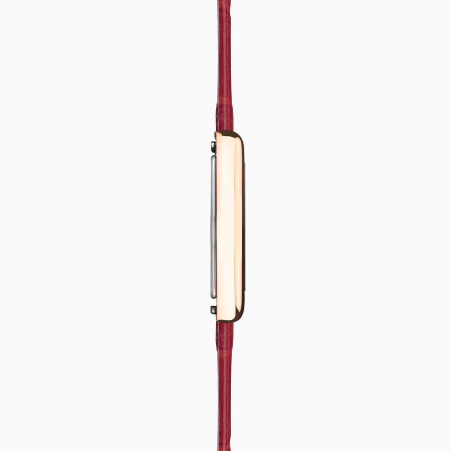 Accurist Accurist Rectangle Ladies Watch | Rose Gold Case & Burgundy Leather Strap With White Dial | 26mm