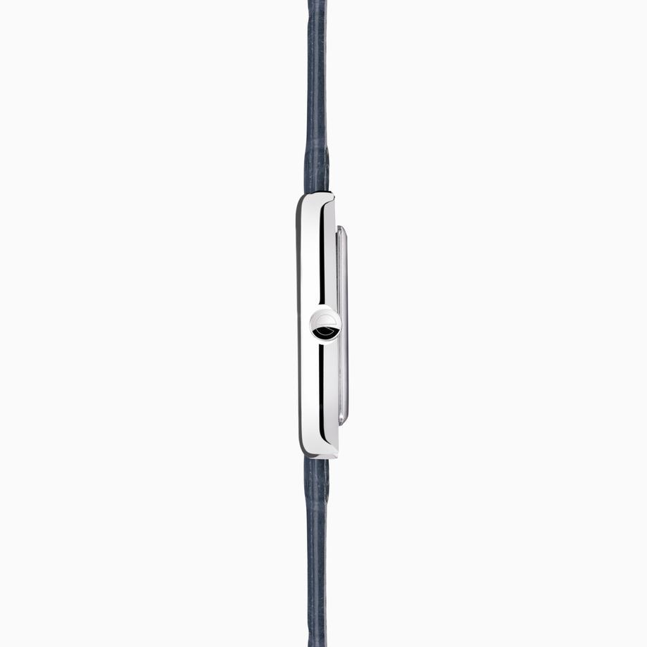 Accurist Accurist Rectangle Ladies Watch | Silver Case & Blue Leather Strap With White Dial | 26mm