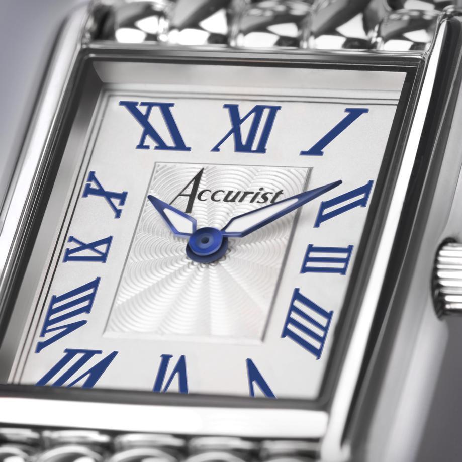 Accurist Accurist Rectangle Ladies Watch | Silver Case & Stainless Steel Bracelet With White Dial | 26mm
