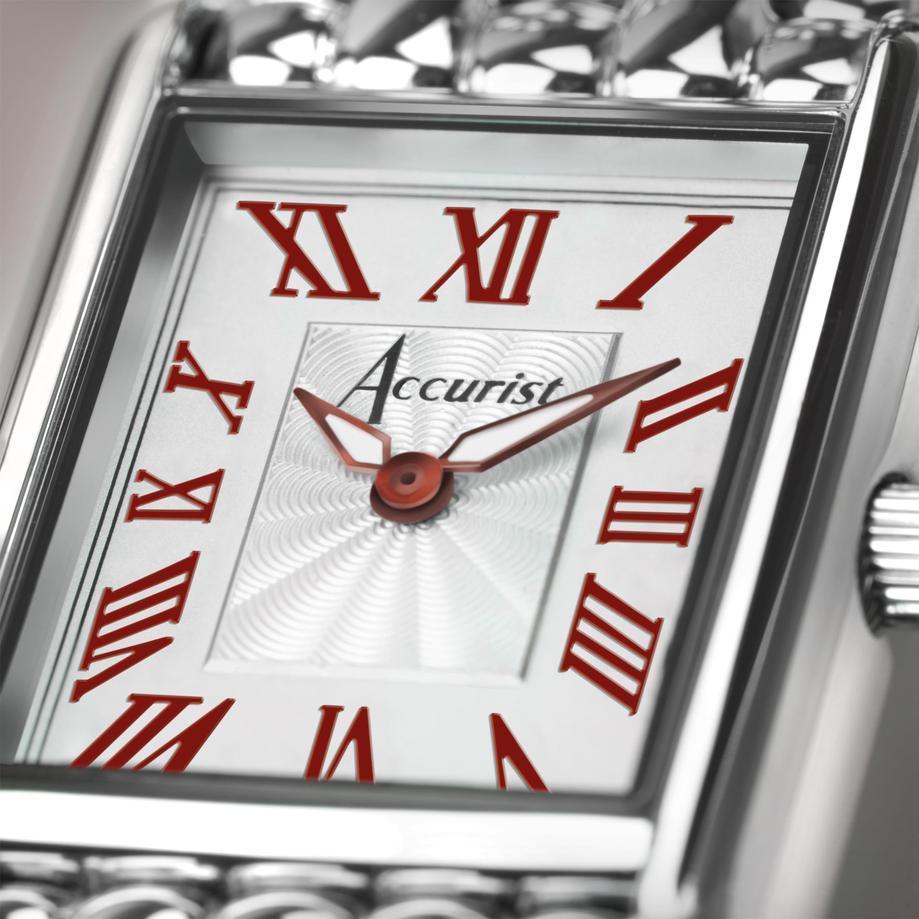 Accurist Accurist Rectangle Ladies Watch | Silver Case & Stainless Steel Bracelet With White Dial | 26mm
