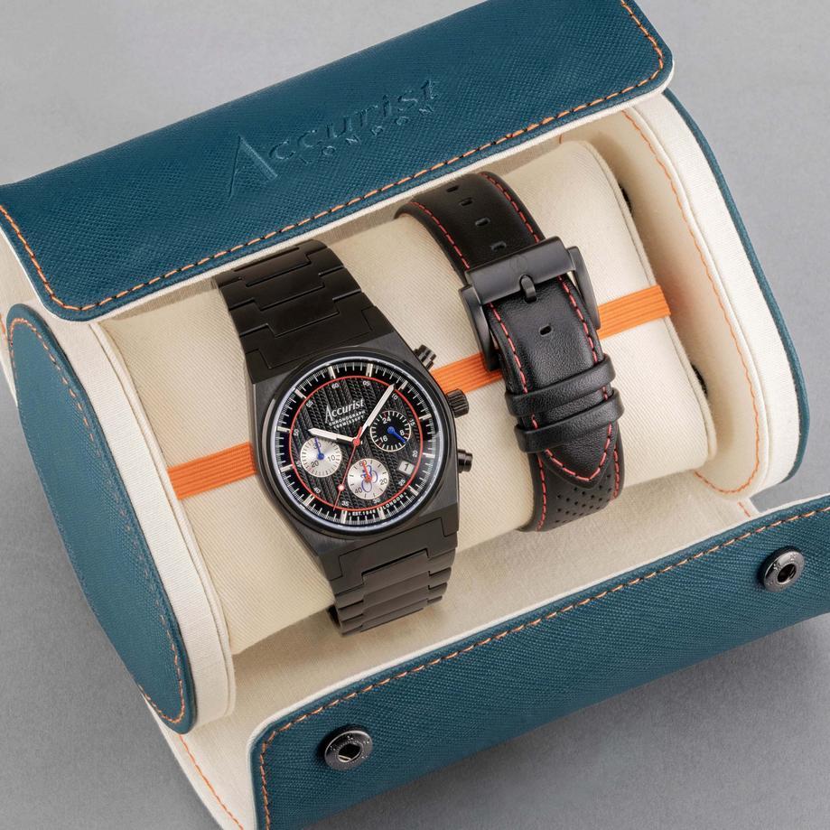 Accurist Accurist X Tour Of Britain Limited Edition Origin Men's Chronograph Watch Gift Set 41mm | Black Leather Strap