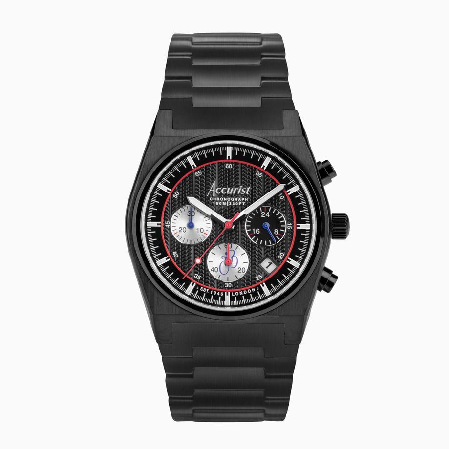Accurist Accurist X Tour Of Britain Limited Edition Origin Men's Chronograph Watch Gift Set 41mm | Black Leather Strap