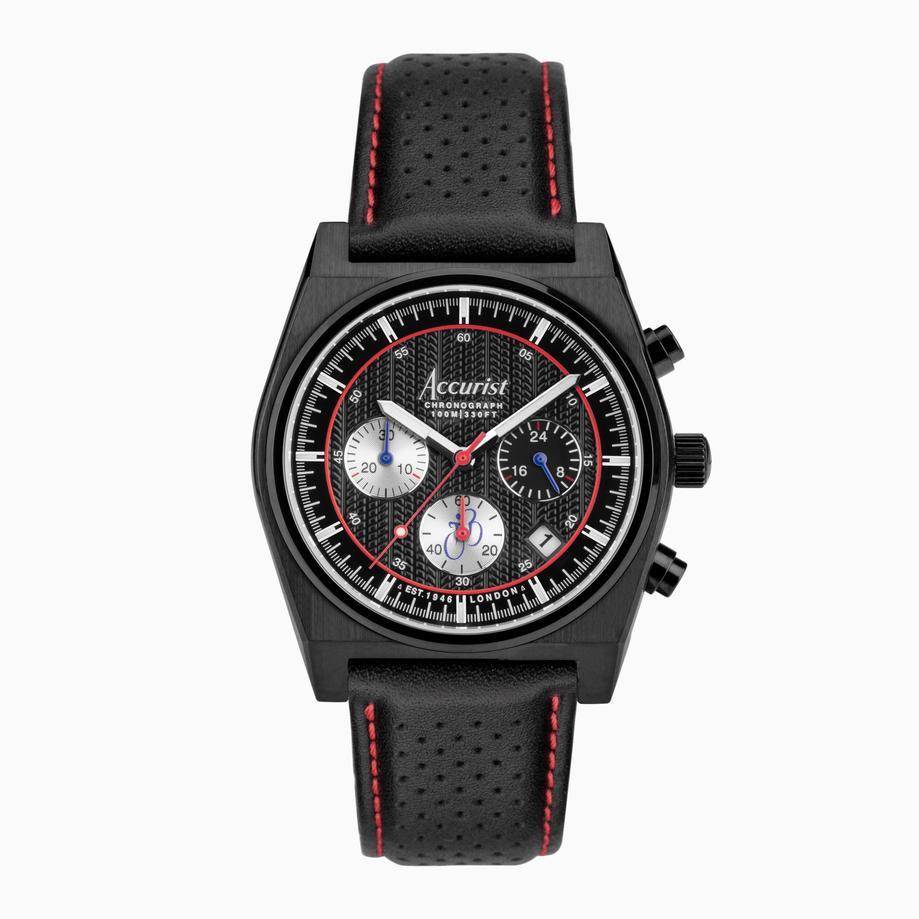 Accurist Accurist X Tour Of Britain Limited Edition Origin Men's Chronograph Watch Gift Set 41mm | Black Leather Strap