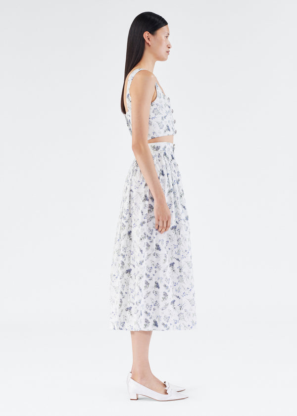 Adam Lippes Bryce Skirt Blue Floral