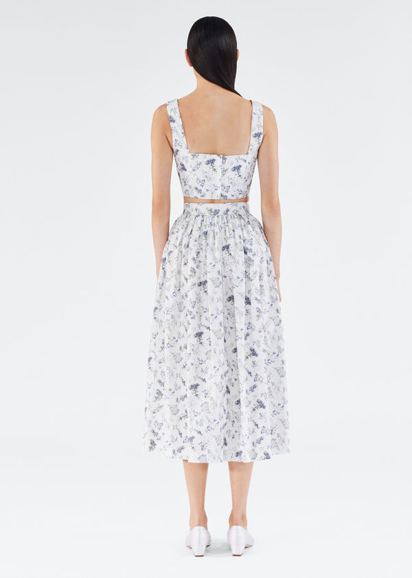 Adam Lippes Bryce Skirt Blue Floral