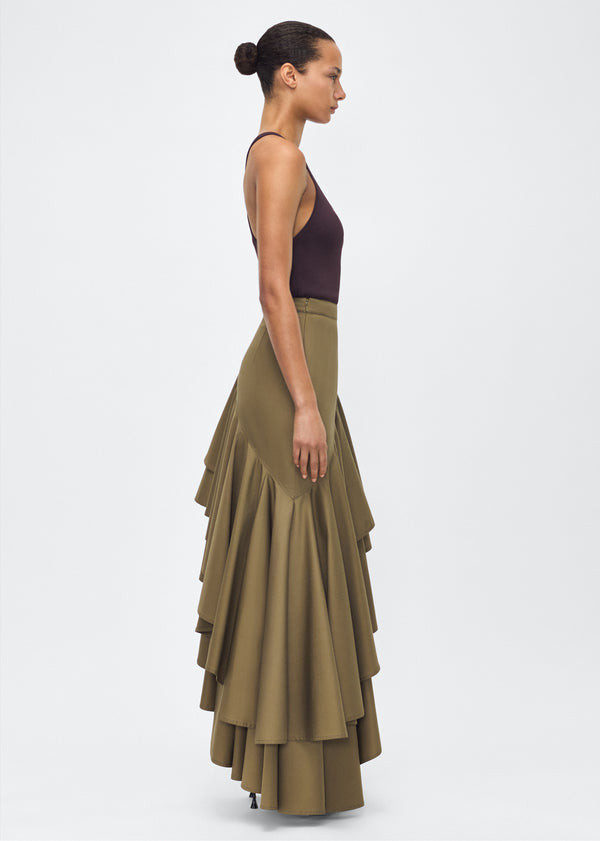Adam Lippes Cortes Skirt Military Green