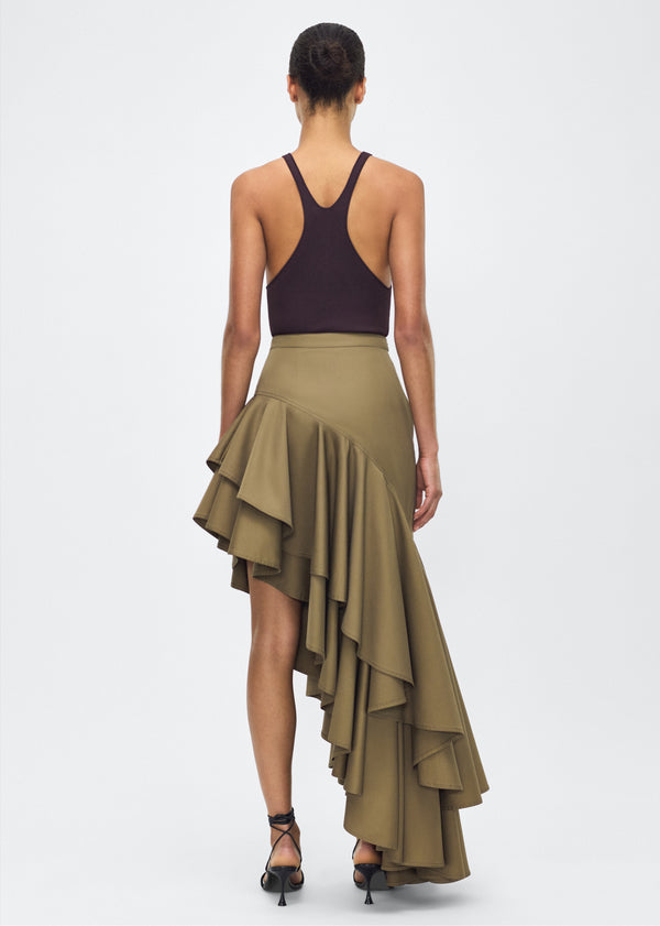 Adam Lippes Cortes Skirt Military Green