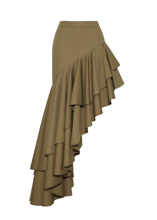 Adam Lippes Cortes Skirt Military Green