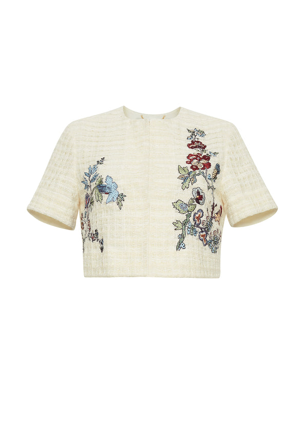 Adam Lippes Embroidered Jacket Ecru Multi