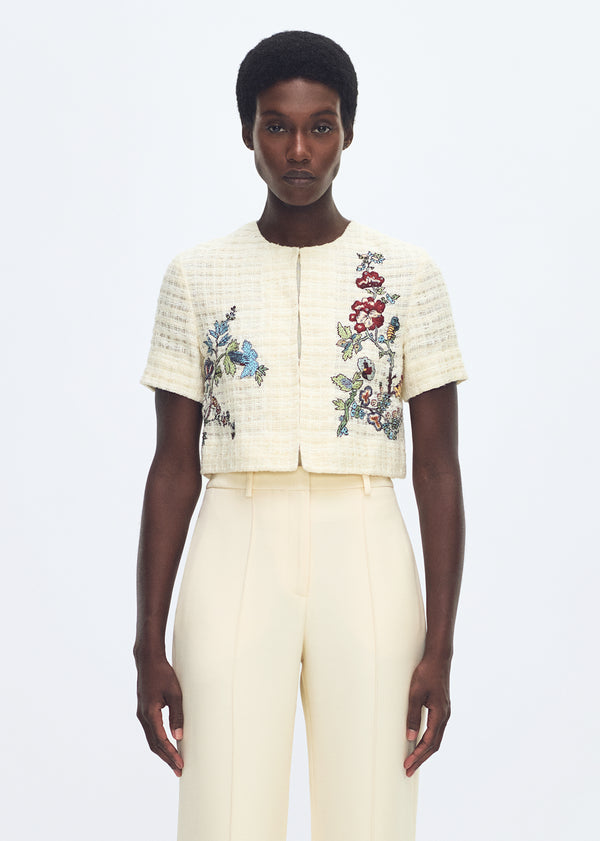 adam lippes embroidered jacket Ecru Multi