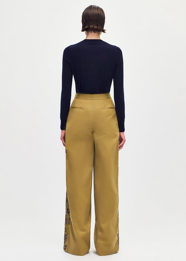 Adam Lippes Embroidered Nils Pant Khaki Multi