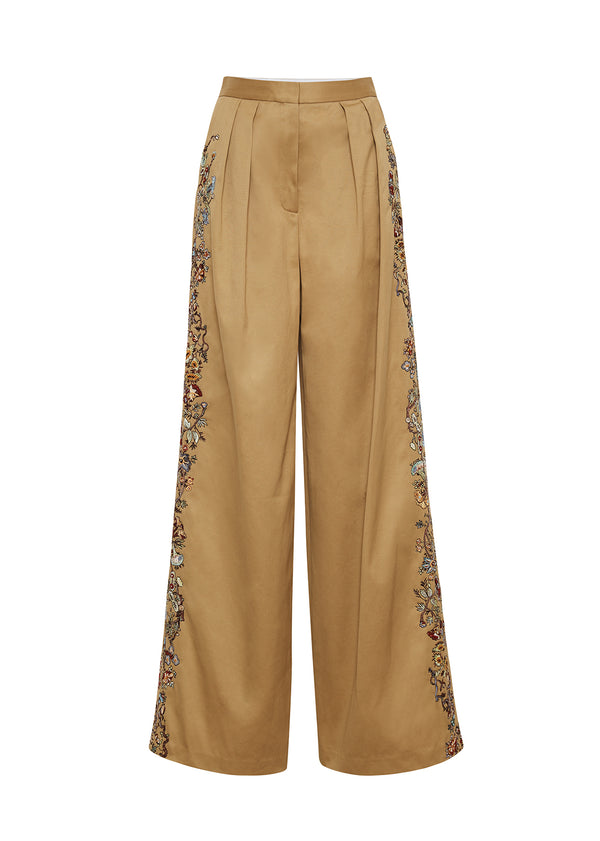 Adam Lippes Embroidered Nils Pant Khaki Multi