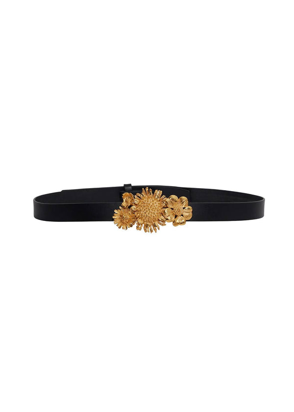 Adam Lippes Floral Garland Buckle Belt Gold