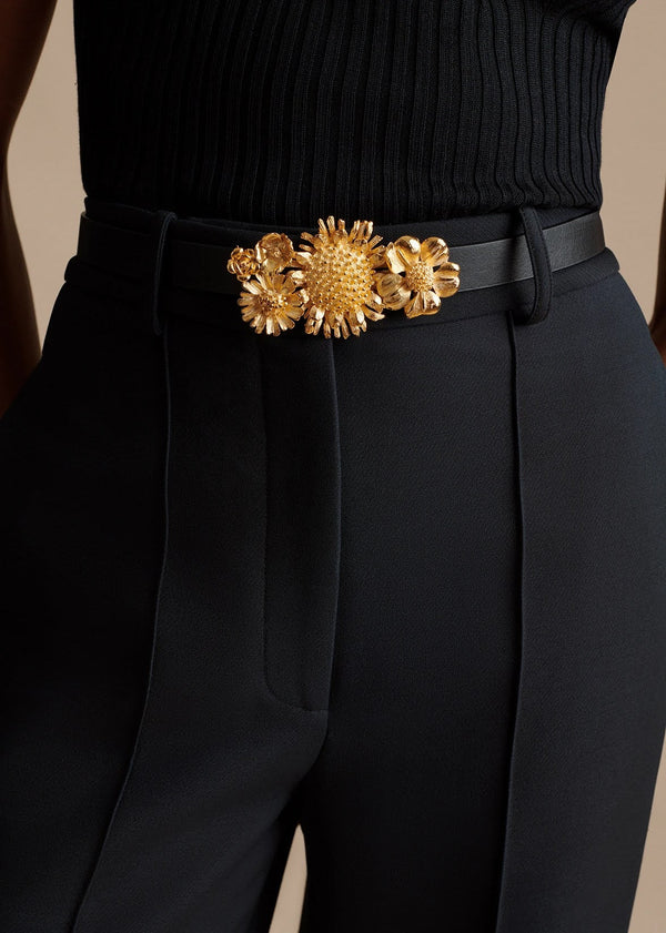 Adam Lippes Floral Garland Buckle Belt Gold