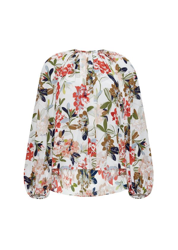 Adam Lippes Lottie Top Ivory Multi Floral