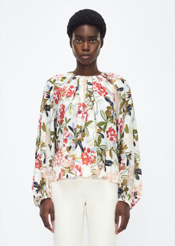 adam lippes lottie top Ivory Multi Floral