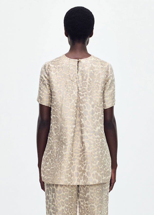 Adam Lippes Pleat Back Top Pale Grey Multi