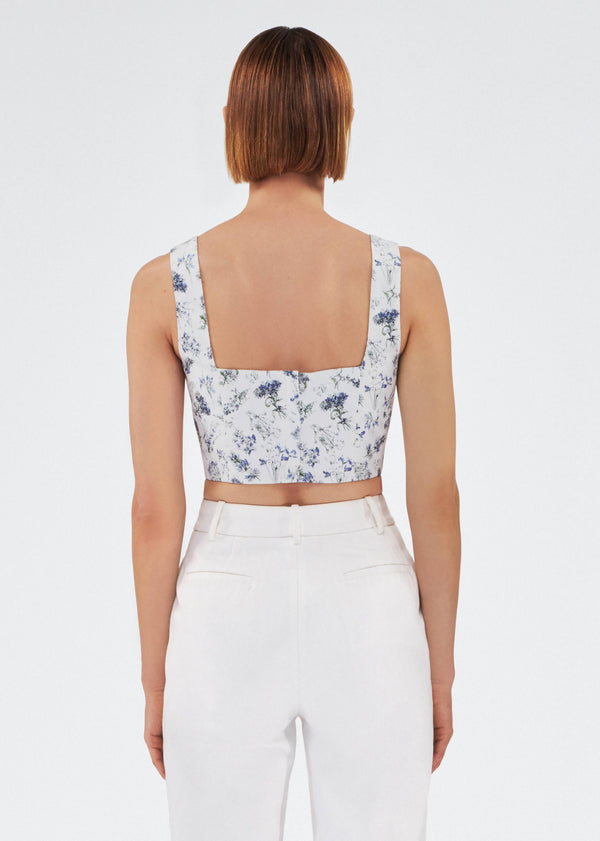 Adam Lippes Quinn Top Blue Floral