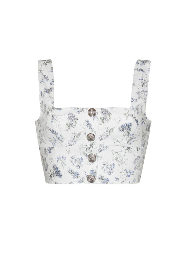 Adam Lippes Quinn Top Blue Floral