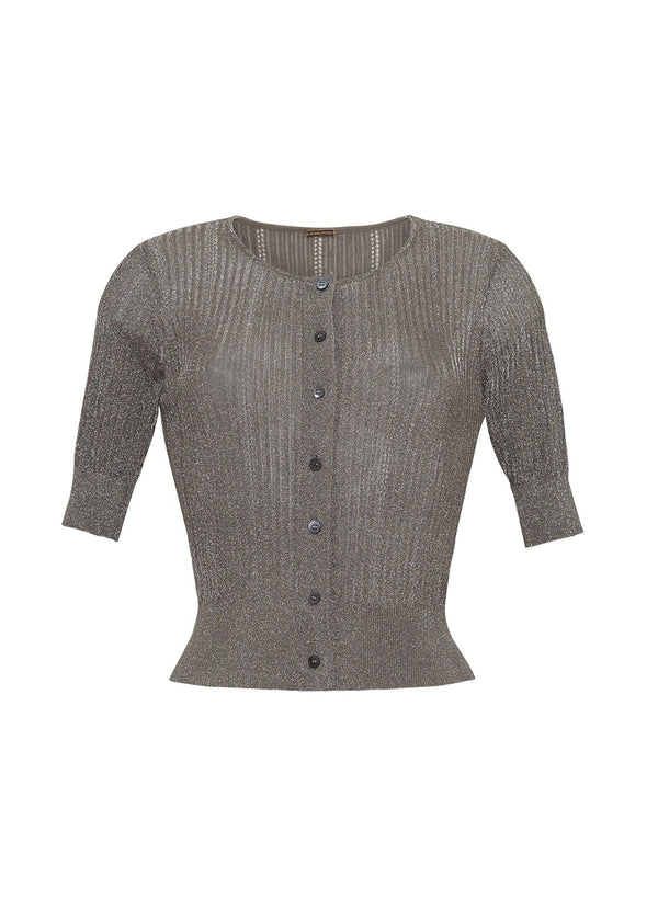 Adam Lippes Short Sleeve Cardigan Nickel