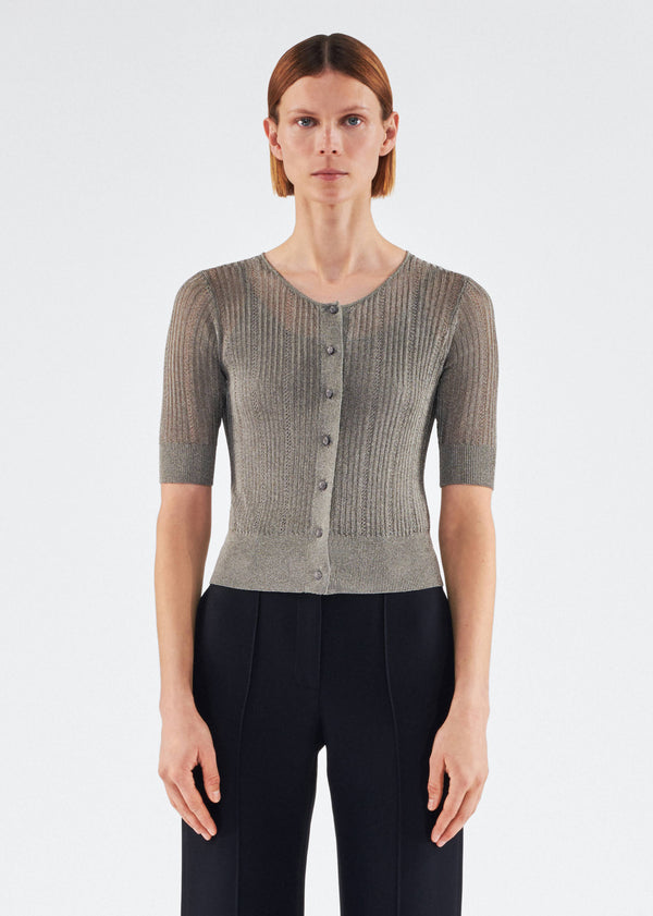 adam lippes short sleeve cardigan Nickel
