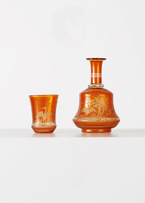 Adam Lippes Baccarat Bedside Carafe And Cup 19th C Amber