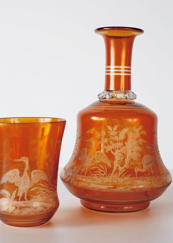 Adam Lippes Baccarat Bedside Carafe And Cup 19th C Amber