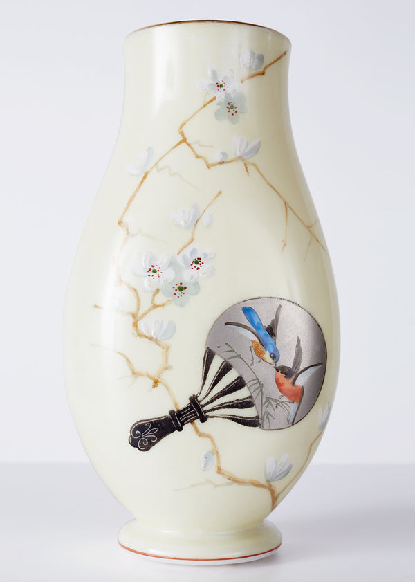 Adam Lippes Baccarat Chinoiserie Decorated Opaline Glass Vase 19th C