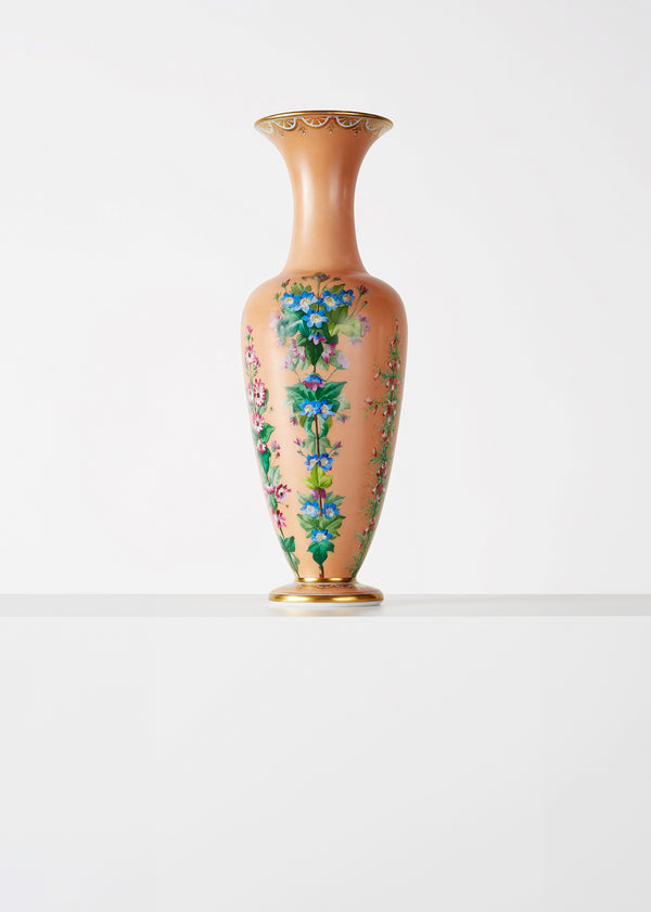 Adam Lippes Baccarat Pair Of Opaline Glass Floral Vases 19th C