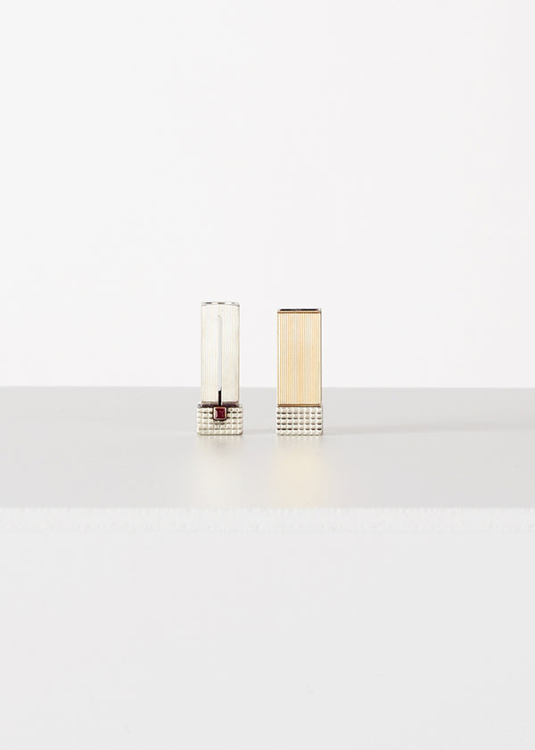 Adam Lippes Hermes Antique Silver And 18K Gold Lipstick Case