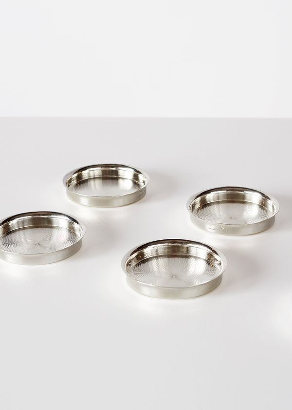 Adam Lippes Hermes Set Of Six Silver Ashtrays Or Cup Saucers 20th C