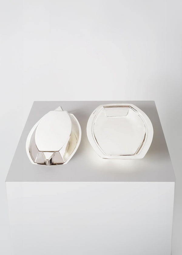 adam lippes pair of large art deco dishes and covers