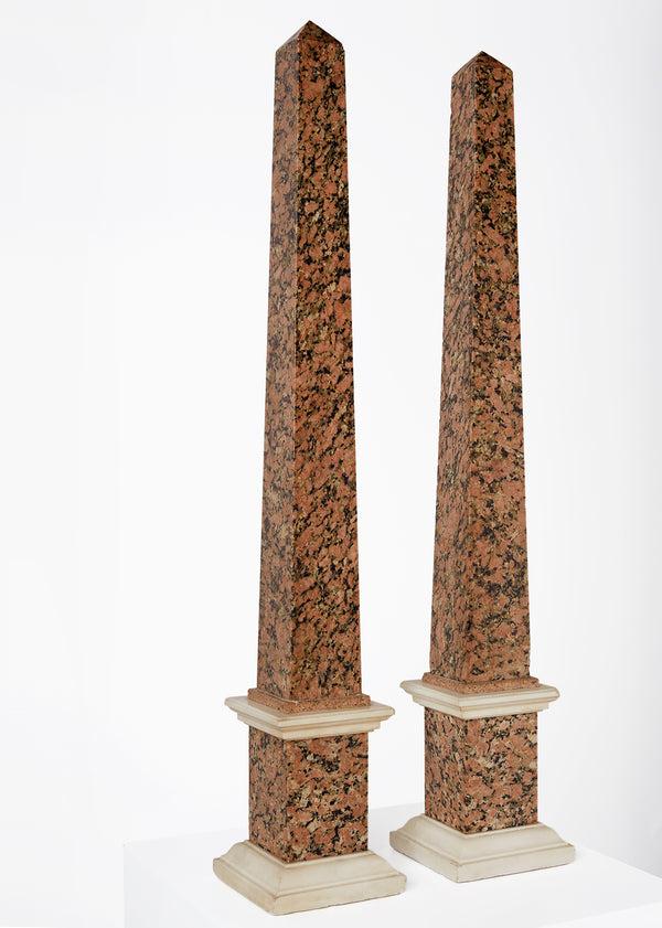 Adam Lippes Rosso Granite And Carrera Obelisks 19th C