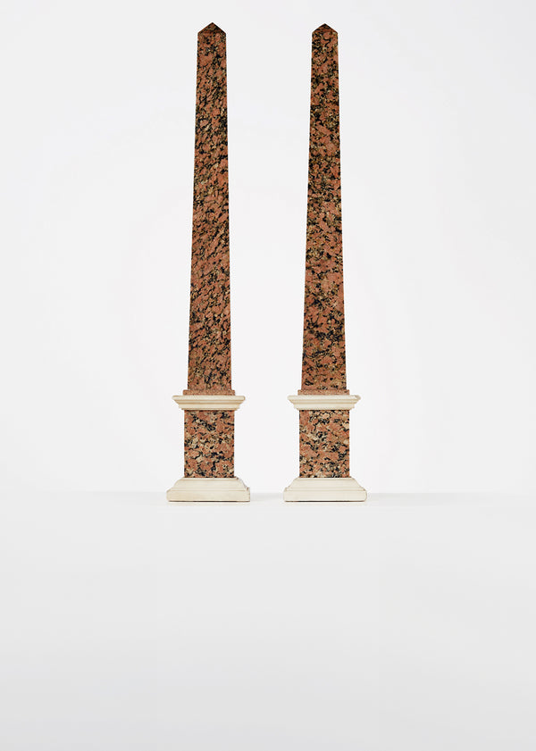 adam lippes rosso granite and carrera obelisks 19th c