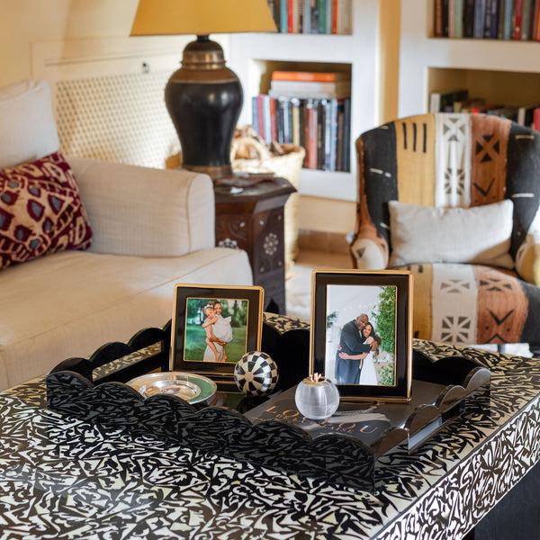 Addison Ross Black Enamel & Gold Curve Frame