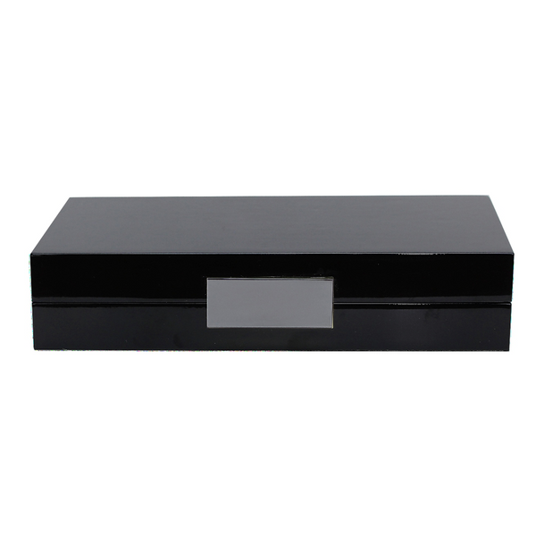 addison ross Black Lacquer Box With Silver