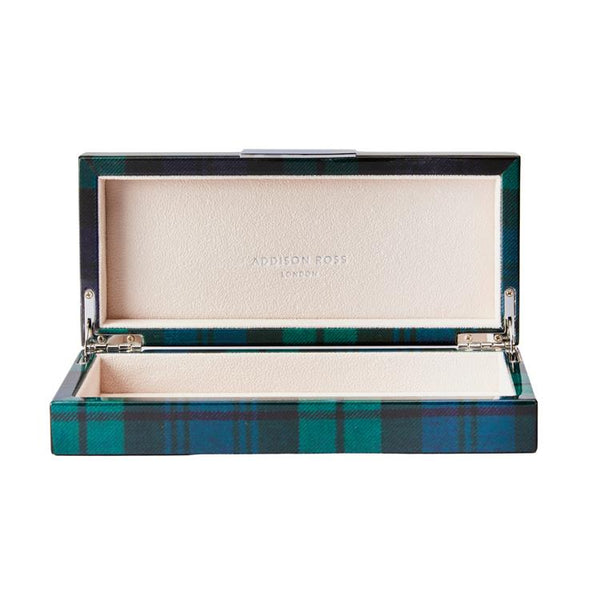 Addison Ross Black Watch Tartan Box With Silver