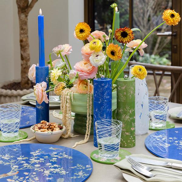 Addison Ross Blue Chinoiserie Candlestick