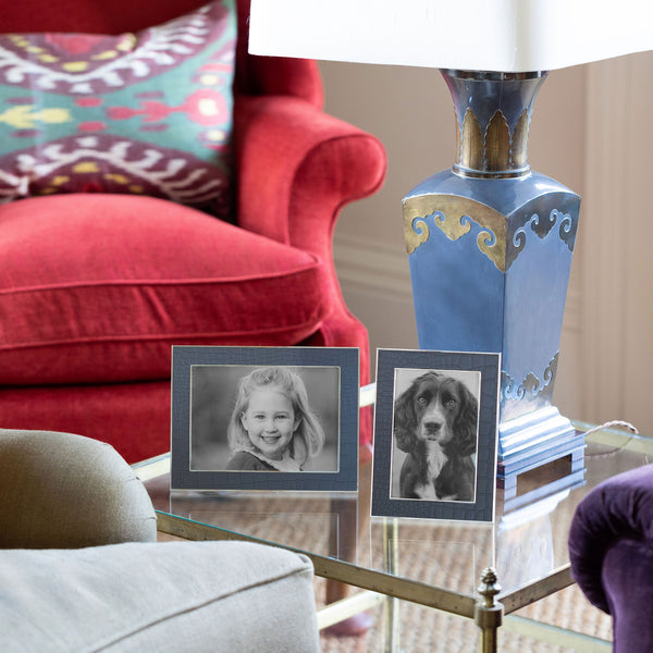 Addison Ross Blue Croc & Silver Frame