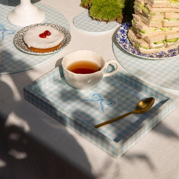 Addison Ross Blue Gingham Coasters- Set Of 4